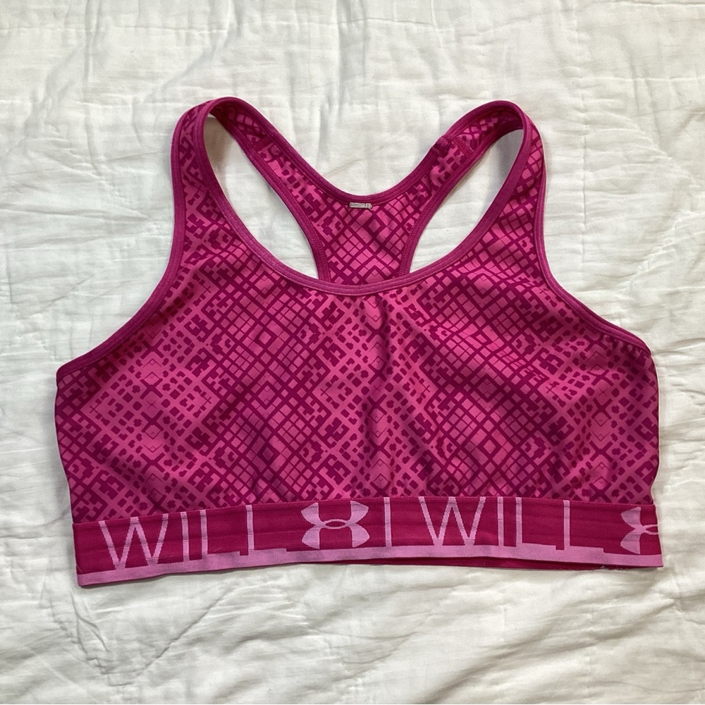 Under Armour Alpha Printed I‎ Will Sports Bra Pink (Large?)